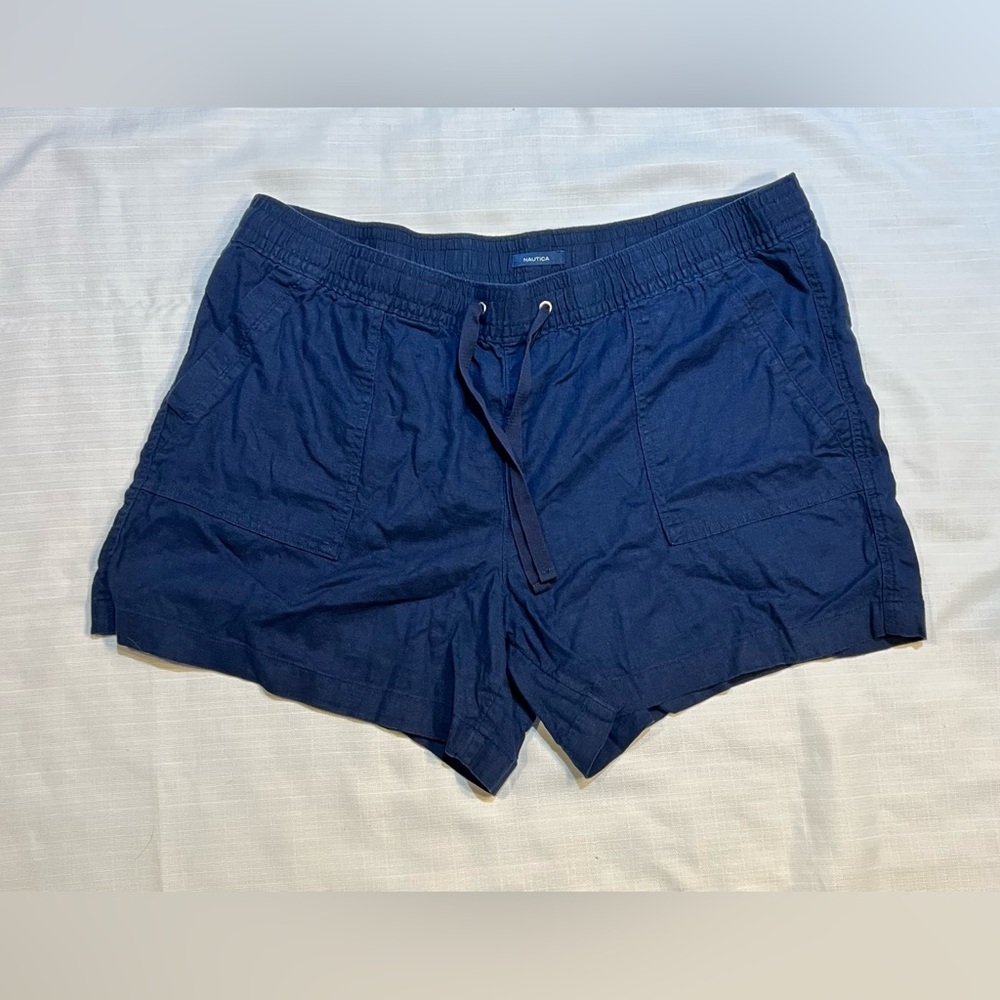 Women’s Nautica Dark Blue linen blend casual Shorts 2x XXL (f8)